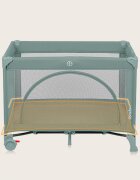 Lionelo Patut pliabil Laura 102 x 74 cm Cu doua nivele Functie de tarc Cu roti Include salteluta si geanta de transport Pereti din plasa Deschidere laterala Pana la 15 kg 0 luni + Verde