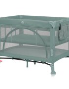 Lionelo Patut pliabil Laura 102 x 74 cm Cu doua nivele Functie de tarc Cu roti Include salteluta si geanta de transport Pereti din plasa Deschidere laterala Pana la 15 kg 0 luni + Verde