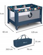 Lionelo Patut pliabil Stefi Blue Navy cu un nivelintrare laterala cu fermoar roti conform cu standardul european de securitate EN 716