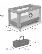 Lionelo Patut pliabil Stefi Grey cu un nivel intrare laterala cu fermoar roti conform cu standardul european de securitate EN 716