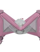 Lionelo Patut pliabil Stefi Plus Cu doua nivele Cu intrare laterala cu fermoar 2 roti 120 x 60 cm Conform cu standardul european de securitate EN 716 Roz