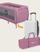 Lionelo Patut pliabil Stefi Plus Cu doua nivele Cu intrare laterala cu fermoar 2 roti 120 x 60 cm Conform cu standardul european de securitate EN 716 Roz