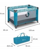 Lionelo Patut pliabil Stefi Turquoise cu un nivel intrare laterala cu fermoar roti conform cu standardul european de securitate EN 716