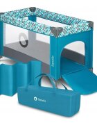 Lionelo Patut pliabil Stefi Turquoise cu un nivel intrare laterala cu fermoar roti conform cu standardul european de securitate EN 716