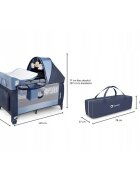 Lionelo Patut pliant Sven Plus Blue Navi cu doua nivele cu arcada jucarii masuta de infasat vibratii melodii conform cu standardele europeane de securitate EN716 si EN12221