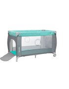 Lionelo Patut pliant Sven Plus TurcoazGri Scandi cu doua nivele cu arcada jucarii masuta de infasat vibratii melodii conform cu standardele europeane de securitate EN716 si EN12221