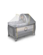 Lionelo Patut pliant Sven Plus Yellow Scandi cu doua nivele cu arcada jucarii masuta de infasat vibratii melodii conform cu standardele europeane de securitate EN716 si EN12221