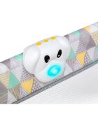 Lionelo Patut pliant Sven Plus Yellow Scandi cu doua nivele cu arcada jucarii masuta de infasat vibratii melodii conform cu standardele europeane de securitate EN716 si EN12221
