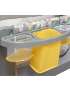Lionelo Patut pliant Sven Plus Yellow Scandi cu doua nivele cu arcada jucarii masuta de infasat vibratii melodii conform cu standardele europeane de securitate EN716 si EN12221