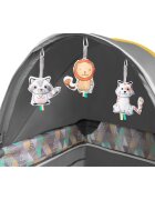 Lionelo Patut pliant Sven Plus Yellow Scandi cu doua nivele cu arcada jucarii masuta de infasat vibratii melodii conform cu standardele europeane de securitate EN716 si EN12221