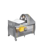 Lionelo Patut pliant Sven Plus Yellow Scandi cu doua nivele cu arcada jucarii masuta de infasat vibratii melodii conform cu standardele europeane de securitate EN716 si EN12221