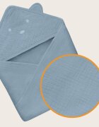 Lionelo Prosop de baie cu gluga din muselina 100 bumbac 80x80 cm albastru