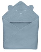Lionelo Prosop de baie cu gluga din muselina 100 bumbac 80x80 cm albastru