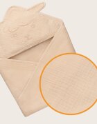 Lionelo Prosop de baie cu gluga din muselina 100 bumbac 80x80 cm bej deschis
