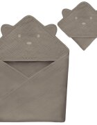 Lionelo Prosop de baie cu gluga din muselina 100 bumbac 80x80 cm bej inchis