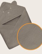 Lionelo Prosop de baie cu gluga din muselina 100 bumbac 80x80 cm bej inchis