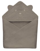 Lionelo Prosop de baie cu gluga din muselina 100 bumbac 80x80 cm bej inchis