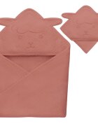 Lionelo Prosop de baie cu gluga din muselina 100 bumbac 80x80 cm rosu