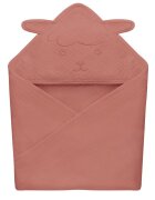 Lionelo Prosop de baie cu gluga din muselina 100 bumbac 80x80 cm rosu