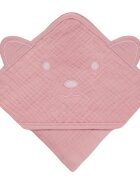 Lionelo Prosop de baie cu gluga din muselina 100 bumbac 80x80 cm roz