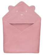 Lionelo Prosop de baie cu gluga din muselina 100 bumbac 80x80 cm roz