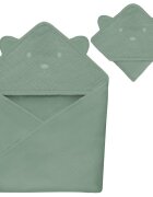 Lionelo Prosop de baie cu gluga din muselina 100 bumbac 80x80 cm verde