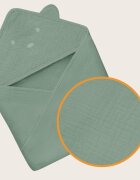 Lionelo Prosop de baie cu gluga din muselina 100 bumbac 80x80 cm verde