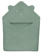 Lionelo Prosop de baie cu gluga din muselina 100 bumbac 80x80 cm verde