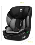 Lionelo Scaun auto Levi Gri i-Size universal instalare FWF cu tetiera reglabila in 10 pozitii spatar detasabil 76-150 cm conform cu R129