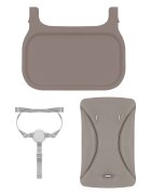 Lionelo Scaun de masa Beny Taupe cu suport pentru picioare tavita ajustabila in 2 pozitii insertie moale centuri in 3 puncte sustine 15 kg 6 luni+