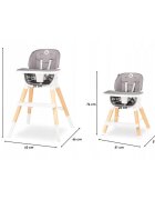 Lionelo Scaun de masa Mona 4 in 1 transformabil reglabil in inaltime in 3 pozitii Stone
