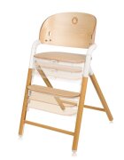 Lionelo Scaun de masa multifunctional Celia din lemn de fag 6 luni- adult reglabil pe inaltime husa impermeabila tavita silicon suport de picioare reglabil greutate maxima 90 Kg AlbNatural