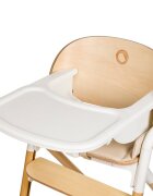 Lionelo Scaun de masa multifunctional Celia din lemn de fag 6 luni- adult reglabil pe inaltime husa impermeabila tavita silicon suport de picioare reglabil greutate maxima 90 Kg AlbNatural