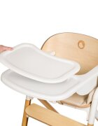 Lionelo Scaun de masa multifunctional Celia din lemn de fag 6 luni- adult reglabil pe inaltime husa impermeabila tavita silicon suport de picioare reglabil greutate maxima 90 Kg AlbNatural