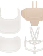 Lionelo Scaun de masa multifunctional Celia din lemn de fag 6 luni- adult reglabil pe inaltime husa impermeabila tavita silicon suport de picioare reglabil greutate maxima 90 Kg AlbNatural