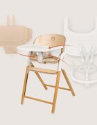 Lionelo Scaun de masa multifunctional Celia din lemn de fag 6 luni- adult reglabil pe inaltime husa impermeabila tavita silicon suport de picioare reglabil greutate maxima 90 Kg AlbNatural