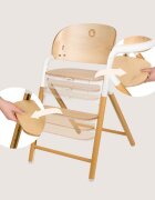 Lionelo Scaun de masa multifunctional Celia din lemn de fag 6 luni- adult reglabil pe inaltime husa impermeabila tavita silicon suport de picioare reglabil greutate maxima 90 Kg AlbNatural