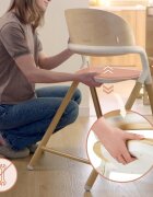 Lionelo Scaun de masa multifunctional Celia din lemn de fag 6 luni- adult reglabil pe inaltime husa impermeabila tavita silicon suport de picioare reglabil greutate maxima 90 Kg AlbNatural