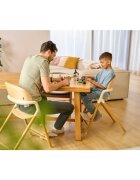 Lionelo Scaun de masa multifunctional Celia din lemn de fag 6 luni- adult reglabil pe inaltime husa impermeabila tavita silicon suport de picioare reglabil greutate maxima 90 Kg AlbNatural