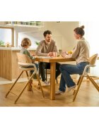 Lionelo Scaun de masa multifunctional Celia din lemn de fag 6 luni- adult reglabil pe inaltime husa impermeabila tavita silicon suport de picioare reglabil greutate maxima 90 Kg AlbNatural