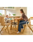 Lionelo Scaun de masa multifunctional Celia din lemn de fag 6 luni- adult reglabil pe inaltime husa impermeabila tavita silicon suport de picioare reglabil greutate maxima 90 Kg AlbNatural