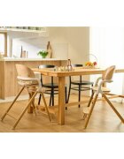 Lionelo Scaun de masa multifunctional Celia din lemn de fag 6 luni- adult reglabil pe inaltime husa impermeabila tavita silicon suport de picioare reglabil greutate maxima 90 Kg AlbNatural