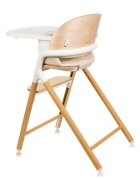 Lionelo Scaun de masa multifunctional Celia din lemn de fag 6 luni- adult reglabil pe inaltime husa impermeabila tavita silicon suport de picioare reglabil greutate maxima 90 Kg AlbNatural
