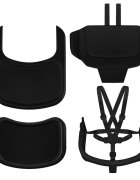 Lionelo Scaun de masa multifunctional Celia din lemn de fag 6 luni- adult reglabil pe inaltime husa impermeabila tavita silicon suport de picioare reglabil greutate maxima 90 Kg Negru
