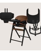 Lionelo Scaun de masa multifunctional Celia din lemn de fag 6 luni- adult reglabil pe inaltime husa impermeabila tavita silicon suport de picioare reglabil greutate maxima 90 Kg Negru