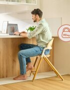 Lionelo Scaun de masa multifunctional Celia din lemn de fag 6 luni- adult reglabil pe inaltime husa impermeabila tavita silicon suport de picioare reglabil greutate maxima 90 Kg Negru