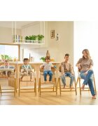 Lionelo Scaun de masa multifunctional Celia din lemn de fag 6 luni- adult reglabil pe inaltime husa impermeabila tavita silicon suport de picioare reglabil greutate maxima 90 Kg Negru