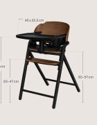 Lionelo Scaun de masa multifunctional Celia din lemn de fag 6 luni- adult reglabil pe inaltime husa impermeabila tavita silicon suport de picioare reglabil greutate maxima 90 Kg Negru