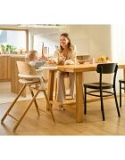 Lionelo Scaun de masa multifunctional Celia din lemn de fag 6 luni- adult reglabil pe inaltime husa impermeabila tavita silicon suport de picioare reglabil greutate maxima 90 Kg Negru