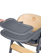 Lionelo Scaun de masa multifunctional Celia din lemn de fag 6 luni- adult reglabil pe inaltime spatar lat sezut ergonomic tavita silicon suport de picioare reglabil greutate maxima 90 Kg Gri